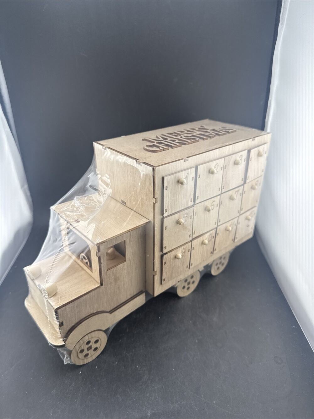 DIY Wooden Christmas Truck Advent Calendar 24 Drawers Blank Unpainted Holiday